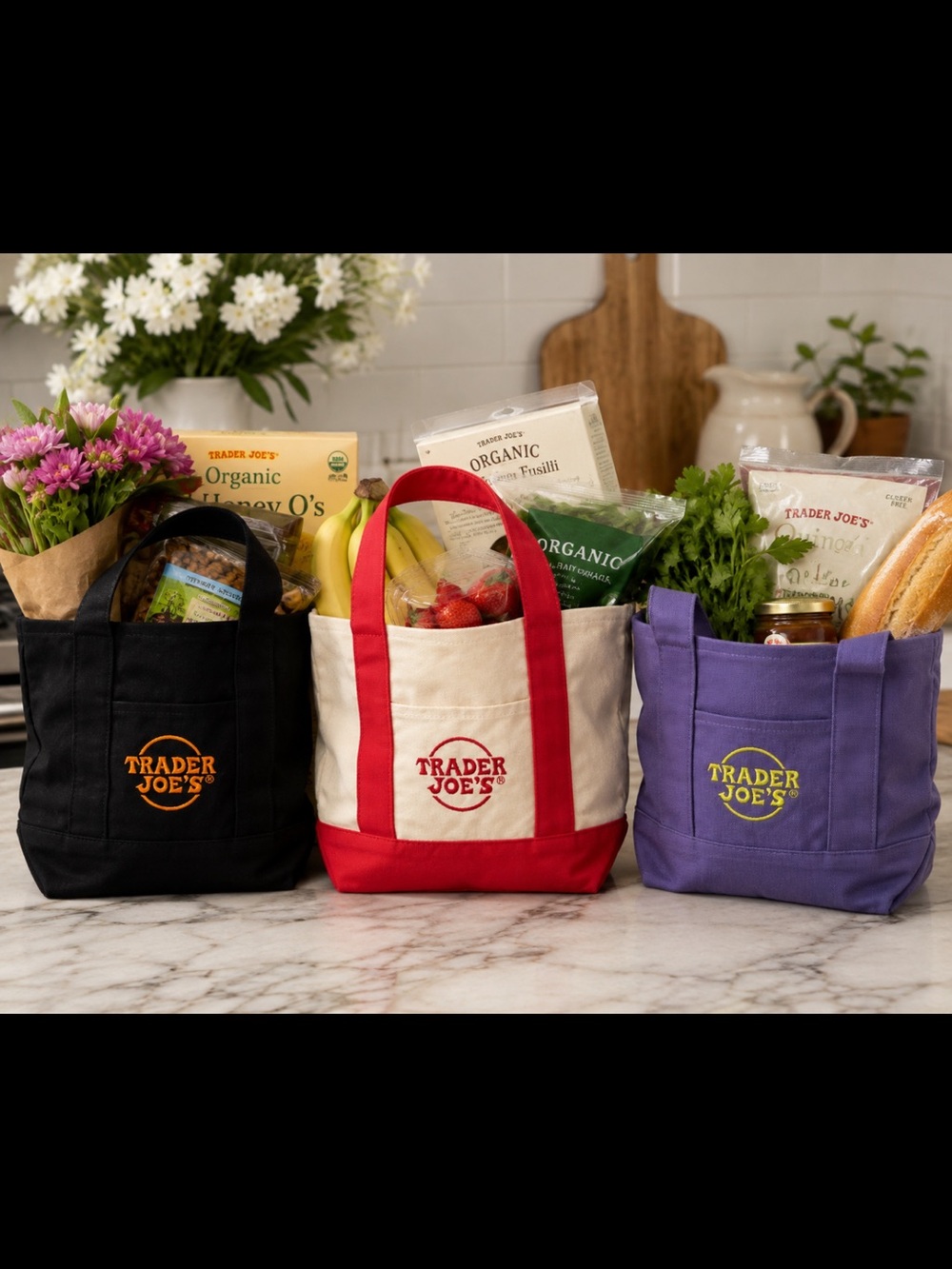 Trader Joe’s set a three Small canvas Market Bags